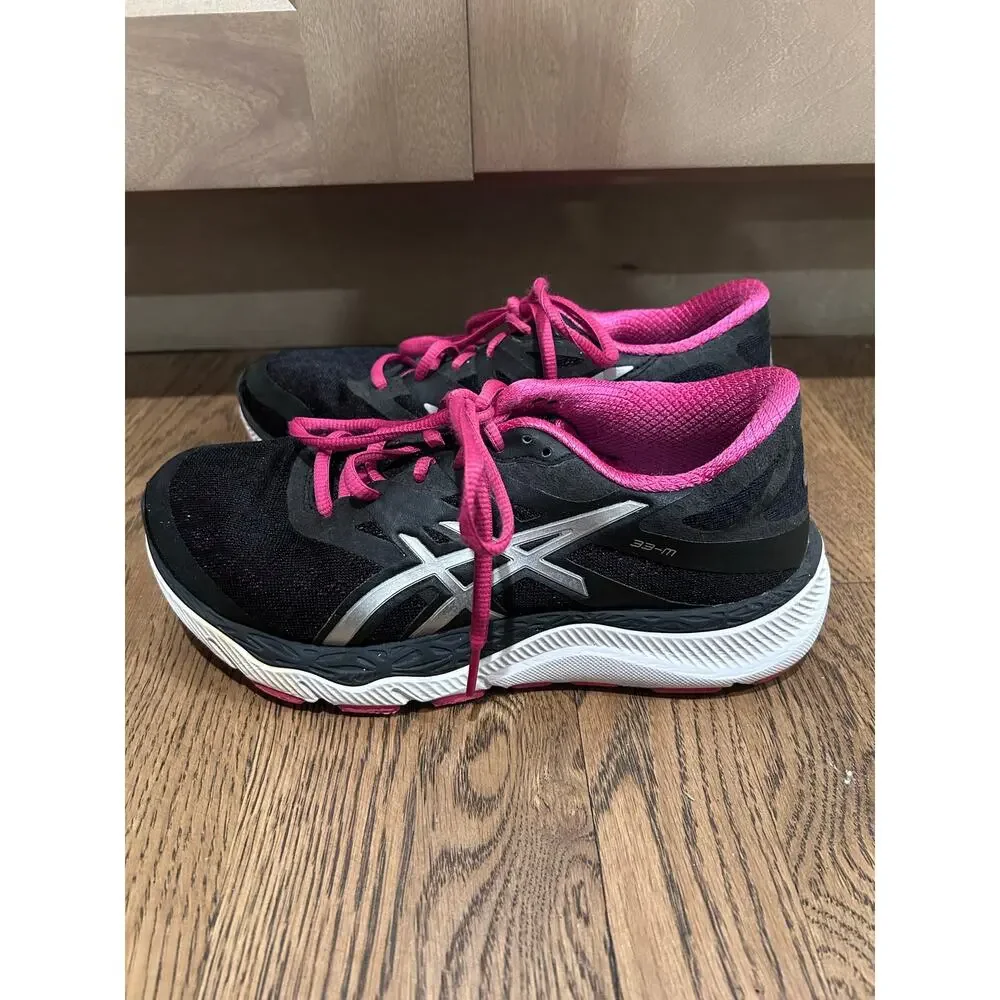 ASICS 33-M Maximalist Running Shoes Black Pink Silver Womens Sz 7 T588N Active